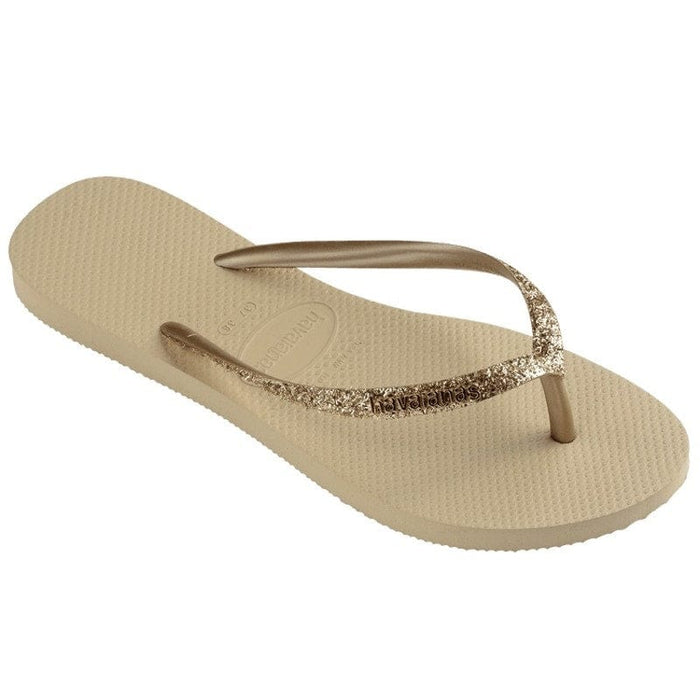 Havaianas Slim Flip Flops for Women: Sand Grey/Golden, SZ 11/12, Iconic Comfort