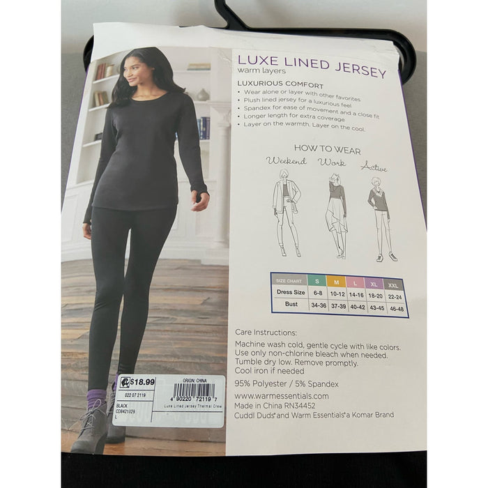 Thermawear Long Sleeve Crew Luxe Lined - Body-Hugging Fit SZ Large WTS25