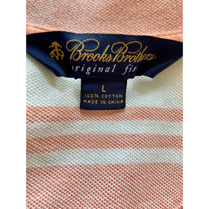 Brooks Brothers Men's Large Polo - Orange Striped * MTS30