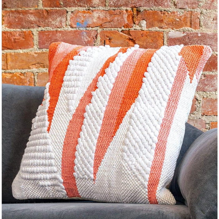 Refinery29 Stevie Collection Cotton Throw Pillow: Luxury Tufted Design, Coral