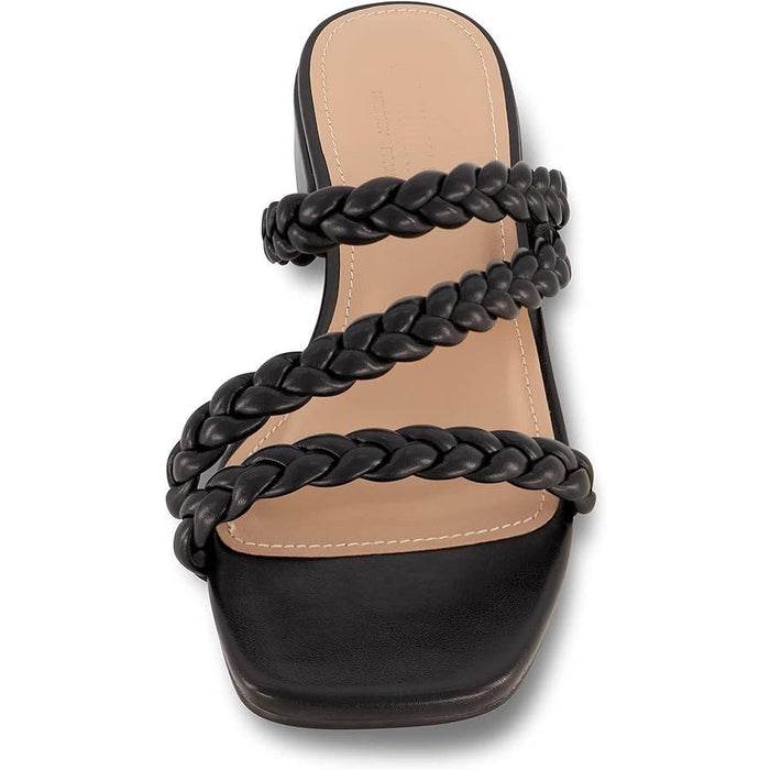 CUSHIONAIRE Women's Newton Braided Low Block Heel Sandal, SZ 7.5, Slip-On Shoes