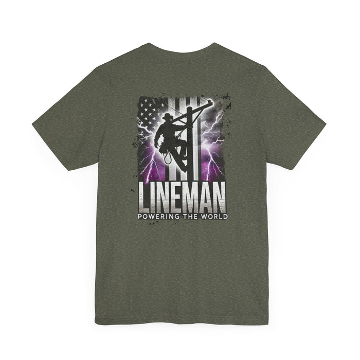 Lineman Graphic Tee | Powering the World Unisex Jersey Short Sleeve Tee Great Gift Idea