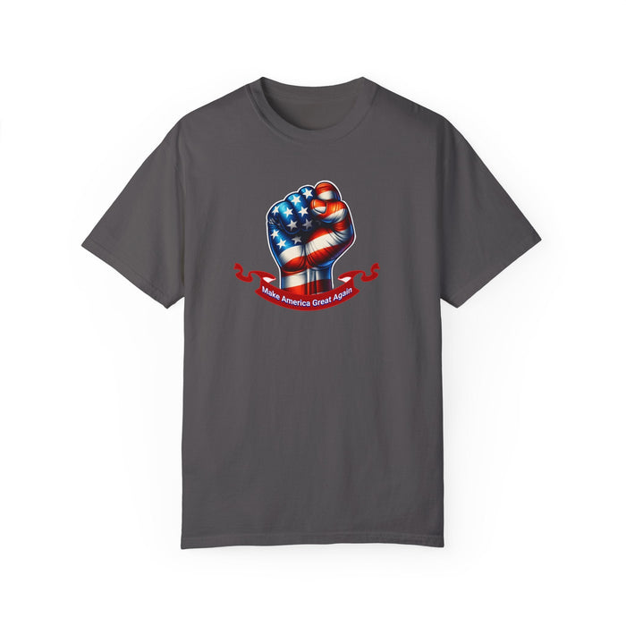 Make America Great Again Trump Fist T-Shirt  Bold Patriotic Statement Tee