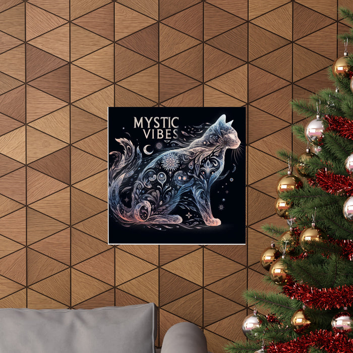 Mystic Vibe Cat and Crescent Moon Wall Art