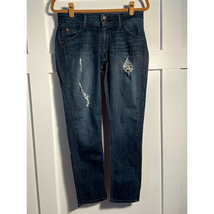 Hudson Mid-Rise Distressed Skinny Jeans - Size 27 * WJ03