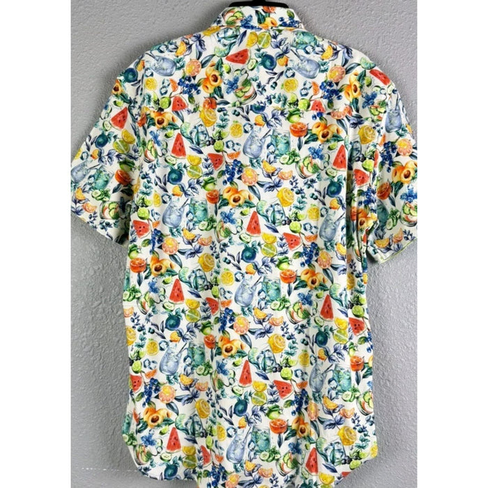 Luchiano Visconti Fruit Print Short-Sleeve Woven Men's Shirt, Size Small