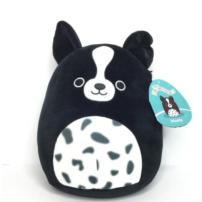 Squishmallow 8" Monty Border Collie Dog Soft Black Spotted Puppy Plush NEW Tags!