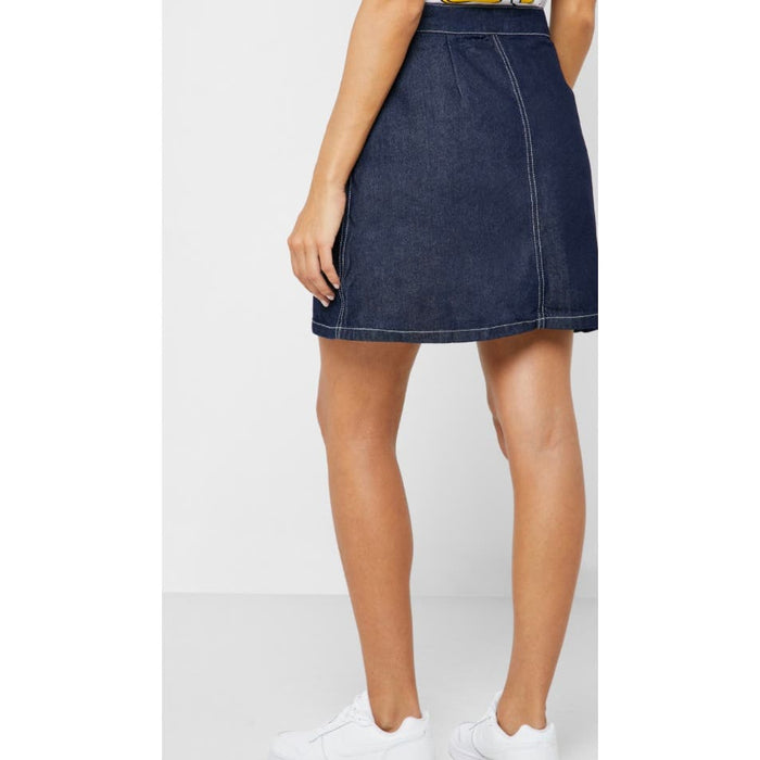 Cotton On Contrast Stitch Denim Classic Skirt Size 6 * wom170