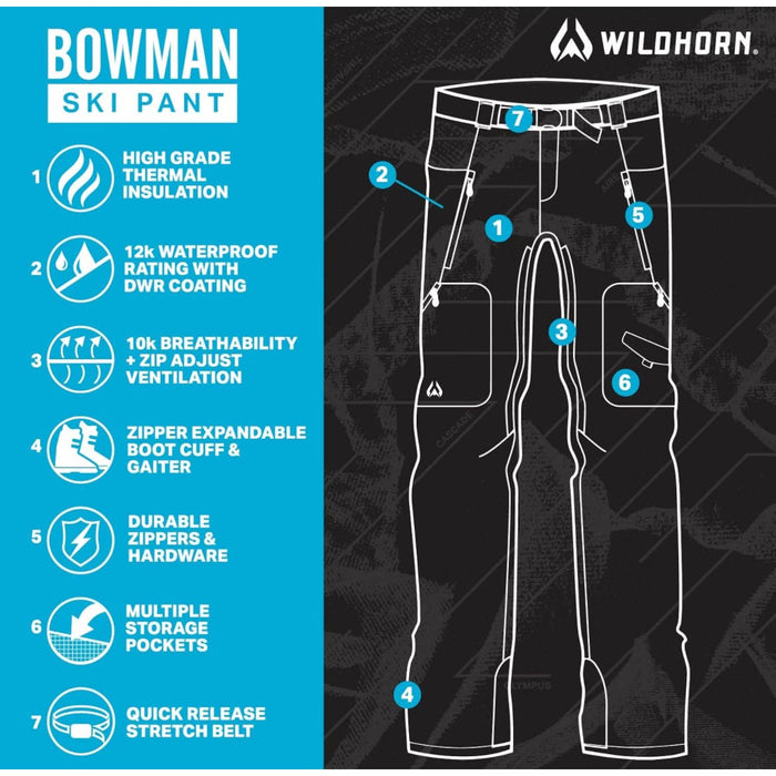 Wildhorn Bowman Ski Pants Men, Insulated Waterproof Snow Pants * SZ Large M1011
