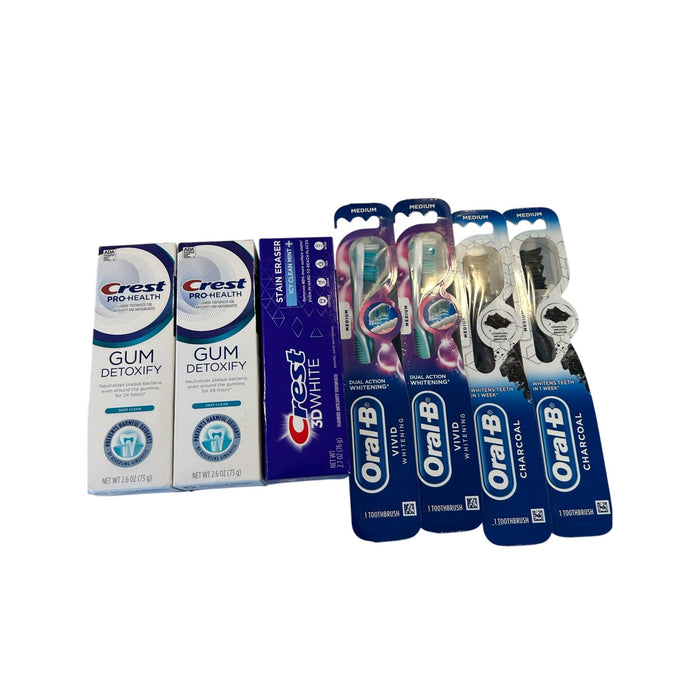 Crest Oral-B 7 Piece Oral Care Bundle Toothpaste and Toothbrush