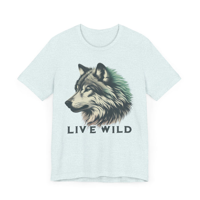 Live Wild Wolf Unisex Jersey Short Sleeve Tee - Soft Cotton Classic Nature Lover Great Gift, Husband Gift, Wife Gift, Camping, Hiking,