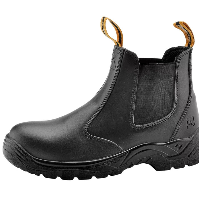 Safetoe Men's Steel Toe Chelsea Work Boots Brown Slip-On Water Resistant