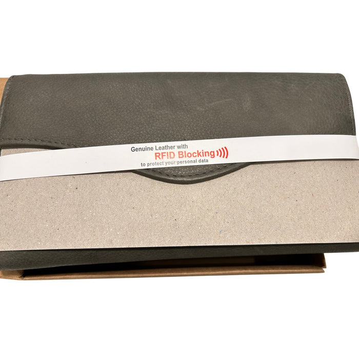 Great American Leather Works Women's Gray RFID Clutch Wallet Checkbook