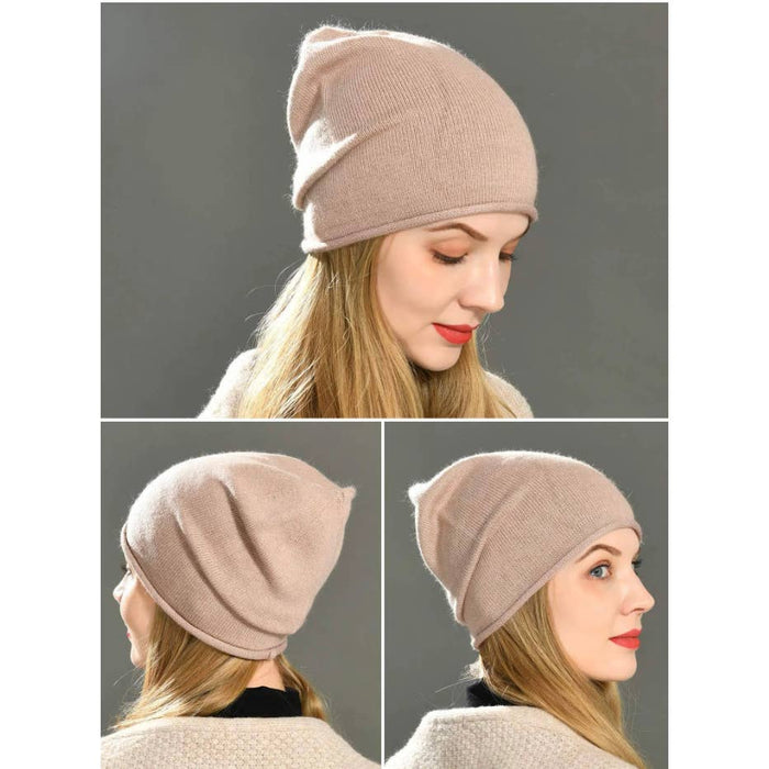 Jaxmonoy Winter Cashmere Wool Blend Beanie Hats Women