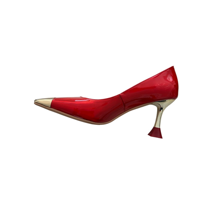 Findvell Red High Heels: Square Toe Stiletto Pumps, Sexy Kitten Heels, SZ 5.5