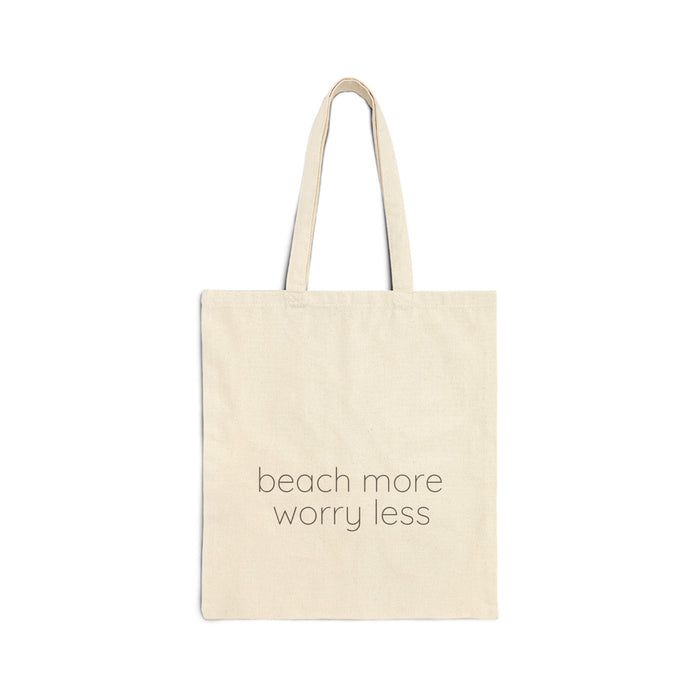 Seaside Serenity Beach More Worry Less Cotton Canvas Tote Bag Great Gift, Beach Bag, Reusable bag, Shopping Bag, Durable Tote Bag