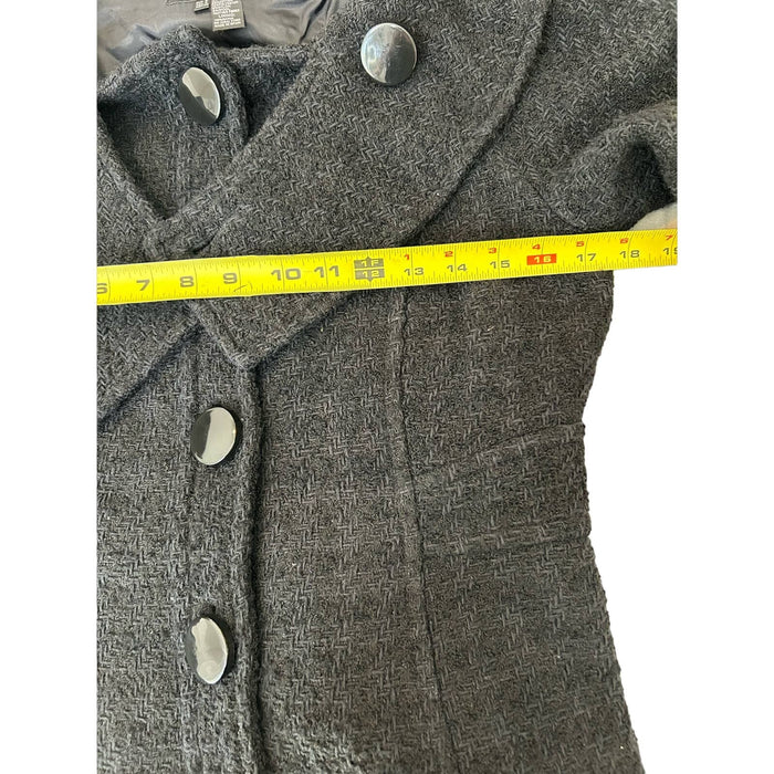 Zara Women's Subtle Pattern Black Pea Coat * Size Small Outerwear Jacket w1629