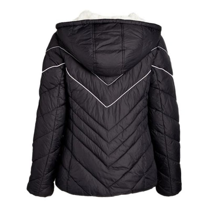 Reebok Black Stripe Accent Sherpa Lined Puffer Coat - Size M * Wom314