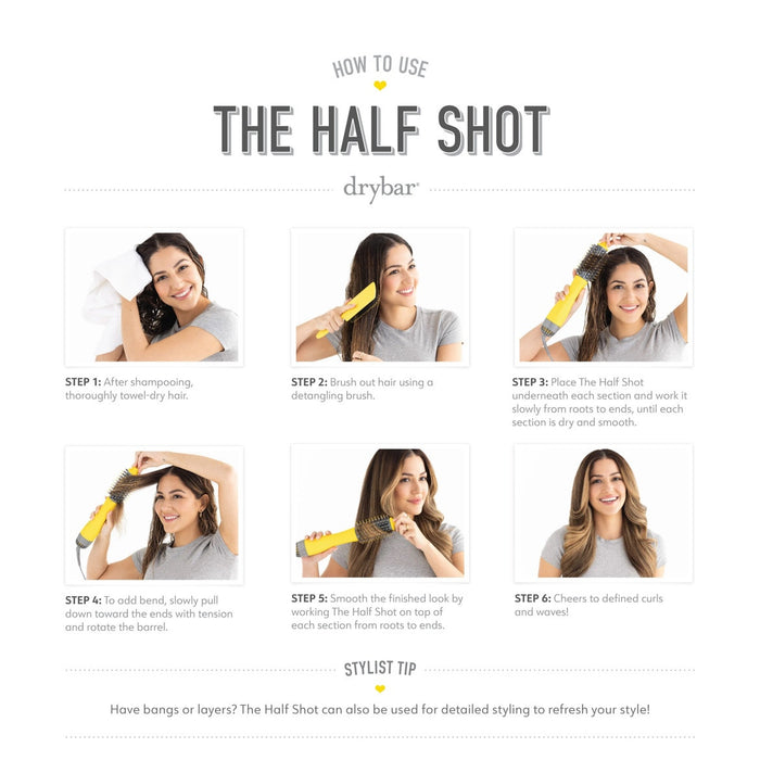 Drybar The Half Shot Small Round Blow-Dryer Brush 1.5" Barrel Precision Styling