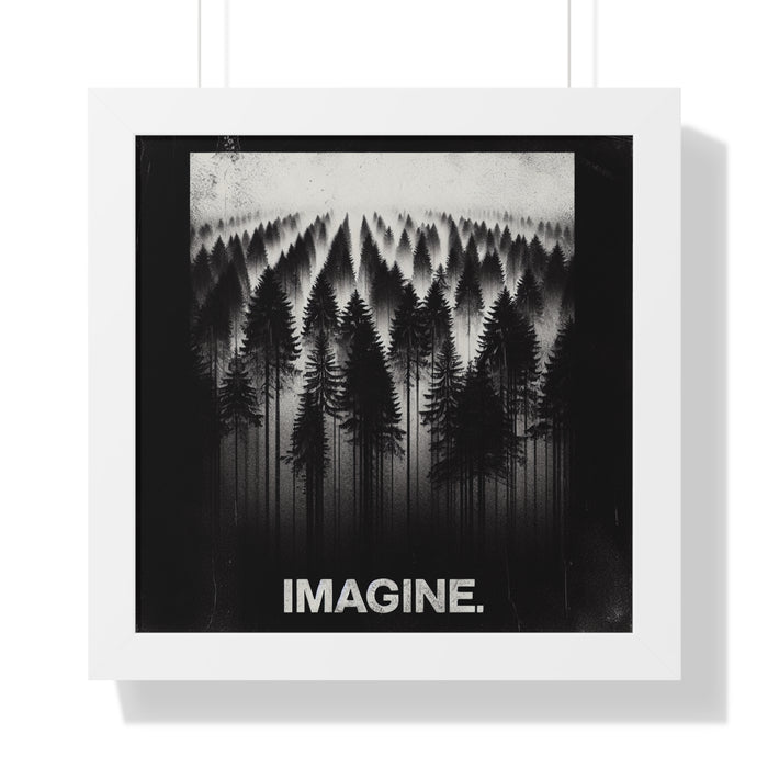 Imagine Foggy Forest Framed Poster | Premium Quality | Black, Frames Great Gifts, Adventure Picture, Outdoor Enthusiast