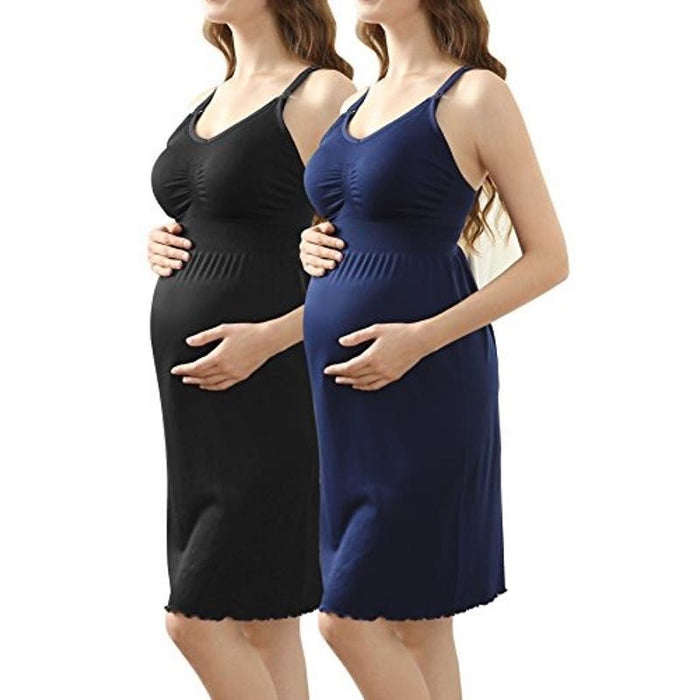 iLoveSIA Nursing Sleepwear Maternity Dress - 2 Pack* Blue & Black  Size 3XL 210