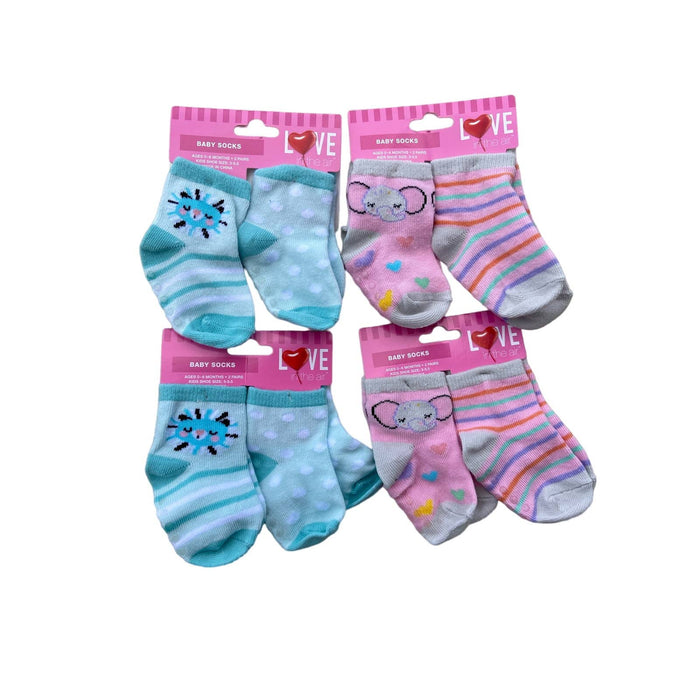West Loop 8 pair baby socks 4 blue 4 pink SZ 0-6 months