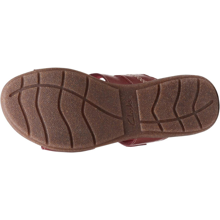 Clarks Women's Roseville Bay Flat Sandal, White Leather, Size 8.5W Shoes