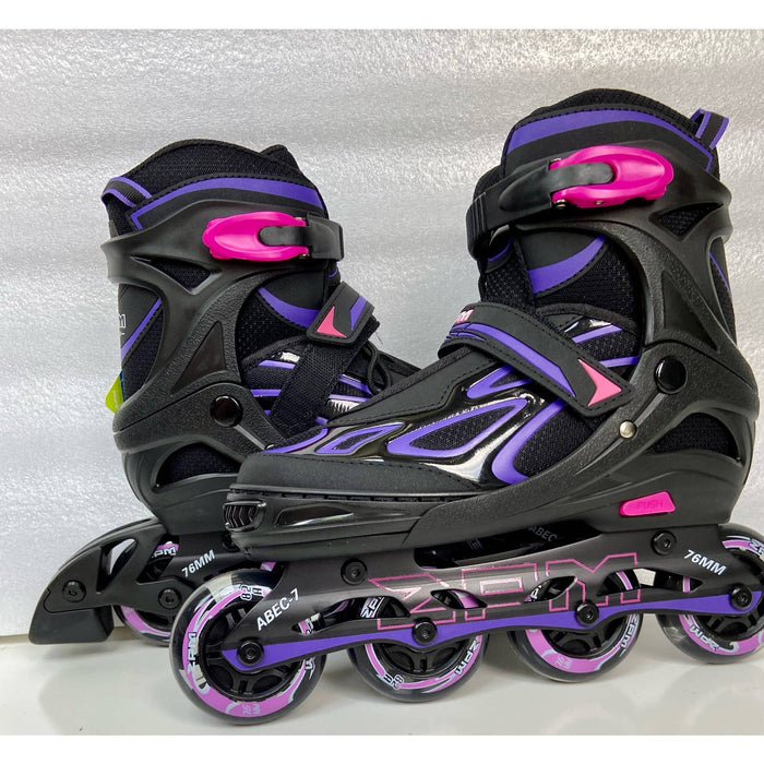 2pm Sports Vinal Girl's Violet Inline Skates, 8 Wheels Light up and 4 Size Adjustable,SZ 4-7