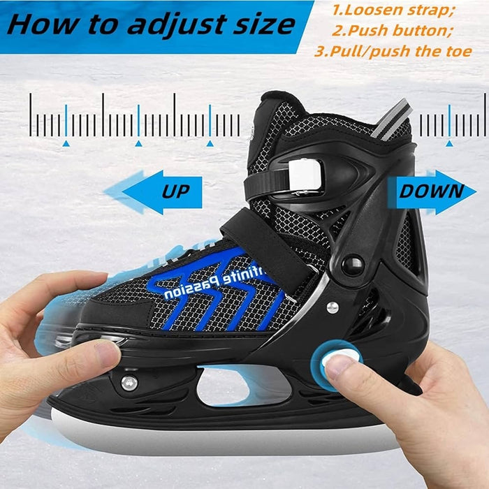 Nattork Adjustable Ice Skates for Kids Soft Padding and Ankle Support SZ 5-8