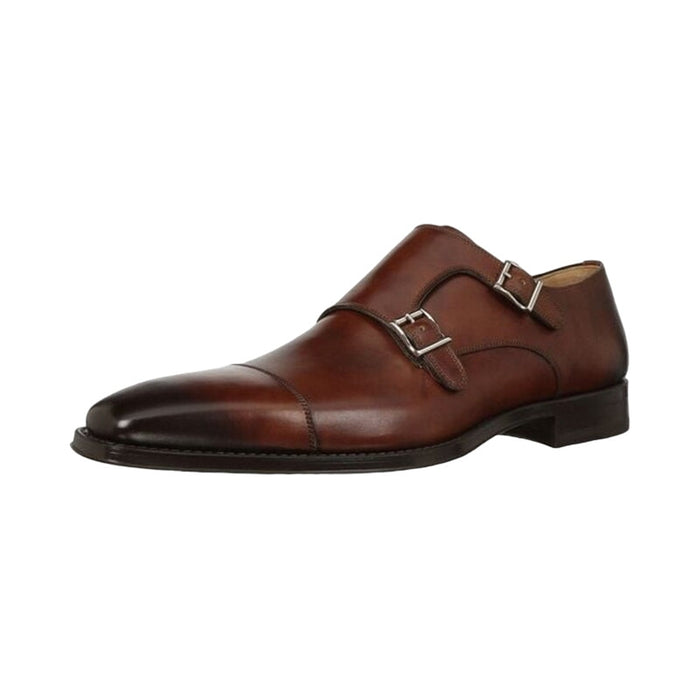 Magnanni Men's Cotillas II Monk Strap Leather Shoes Cognac Brown Size 9.5