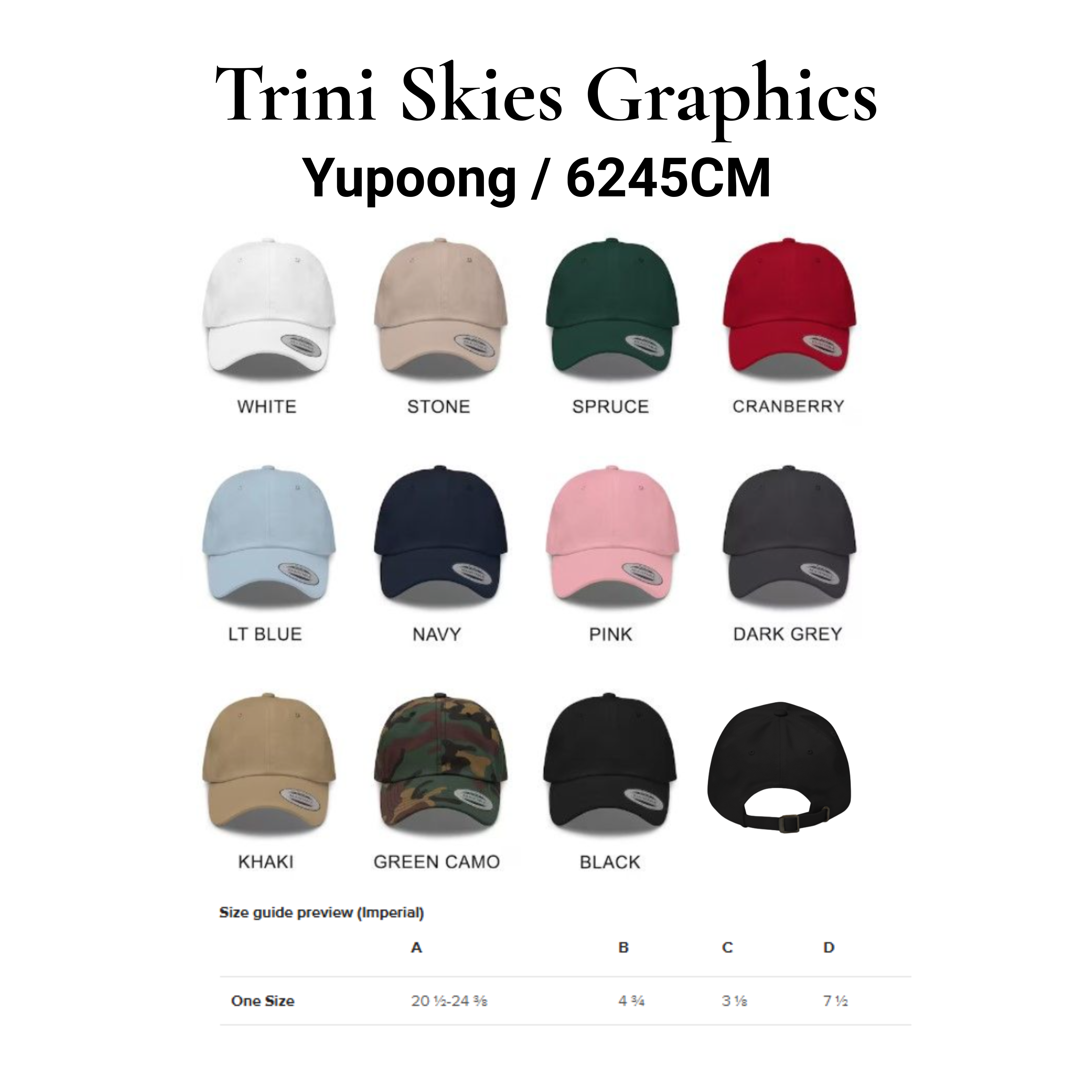 Trini Skies embroidered dad hats available in multiple colors Destination Collection coastal heritage caps