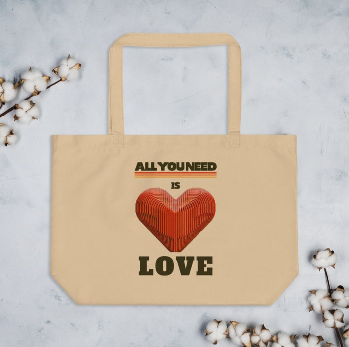 All You Need is Love" Organic Cotton Tote Bag: Eco-Friendly Essential for Every Journey!