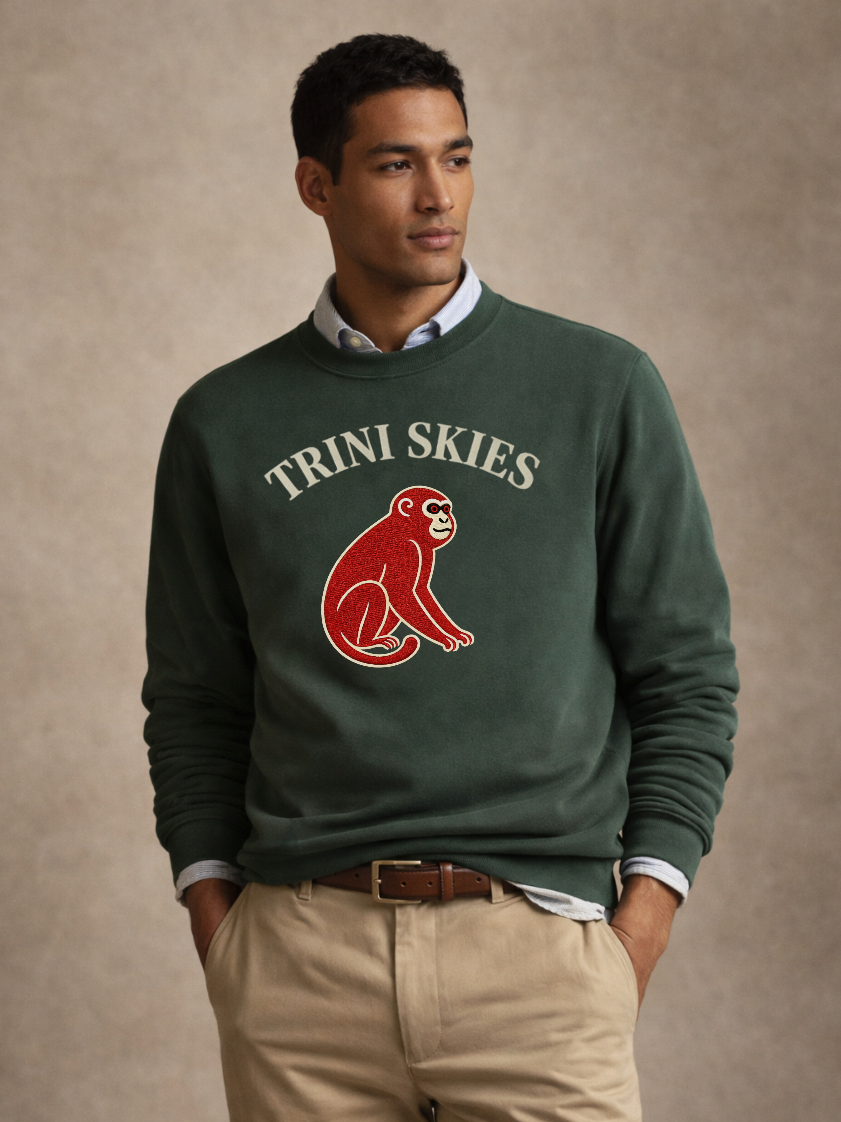 Monkey Heritage Sweatshirt - Nature Inspired Crewneck Fleece