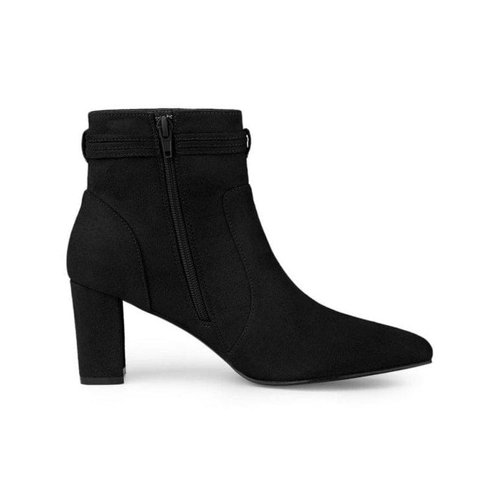 Allegra K Women's Pointed Toe Block Heel Ankle Boots with Bow Decor - Size 10