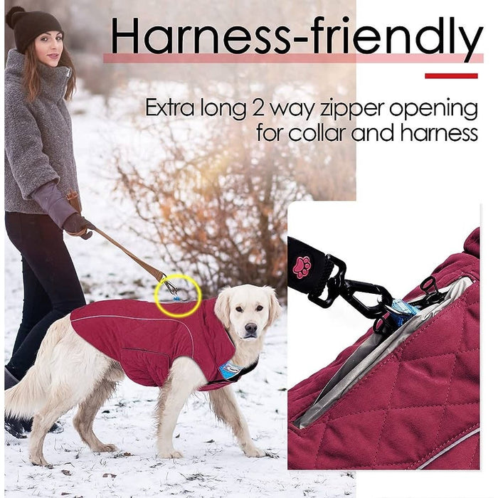 ThinkPet Reversible Dog * Cold Weather Coat - Cozy Winter Jacket, Size M