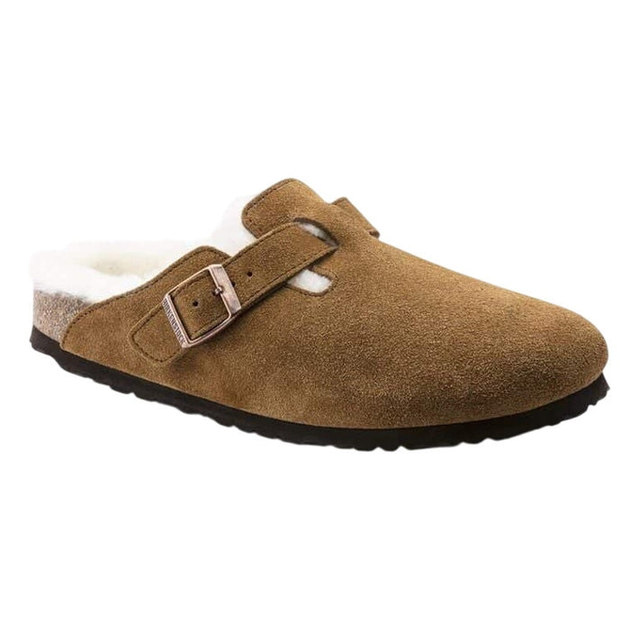 Birkenstock Boston Shearling Clogs Brown Suede Leather Casual wom SZ 11-11.5