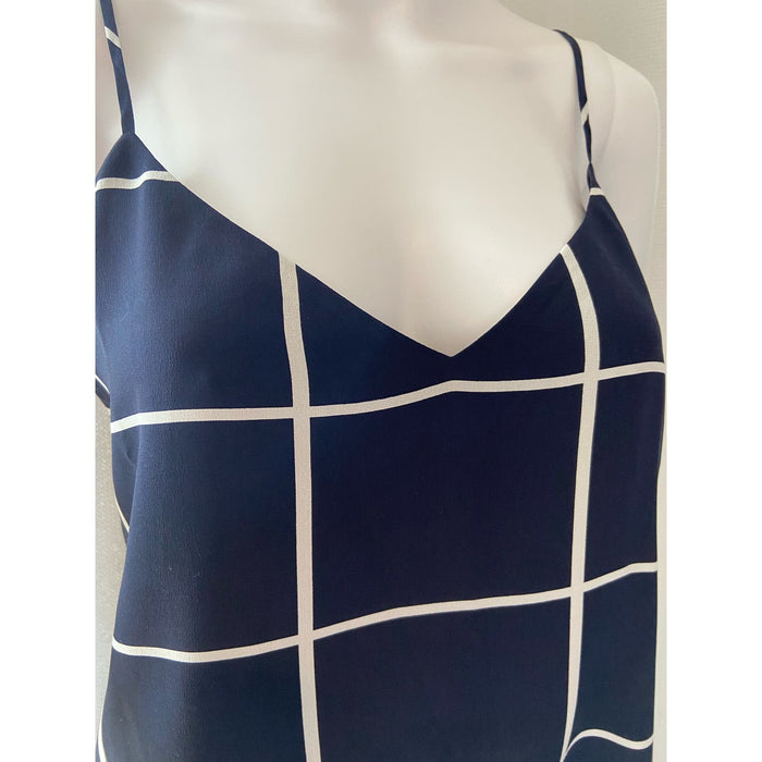L'AGENCE Jane Windowpane Silk Camisole Top - Navy/White - Size XS* WOM203
