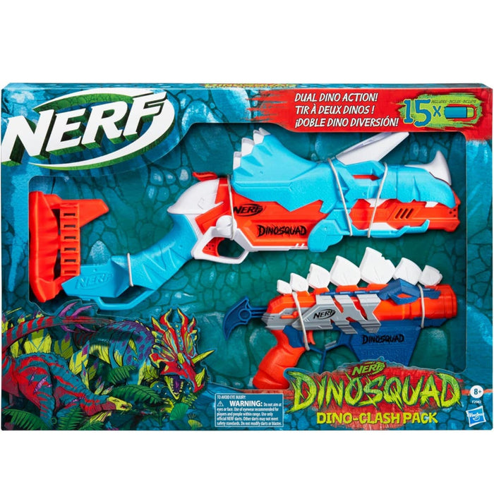 NERF DinoSquad Dino-Clash Pack, Includes 2 Blasters, 15 Elite Darts Toy