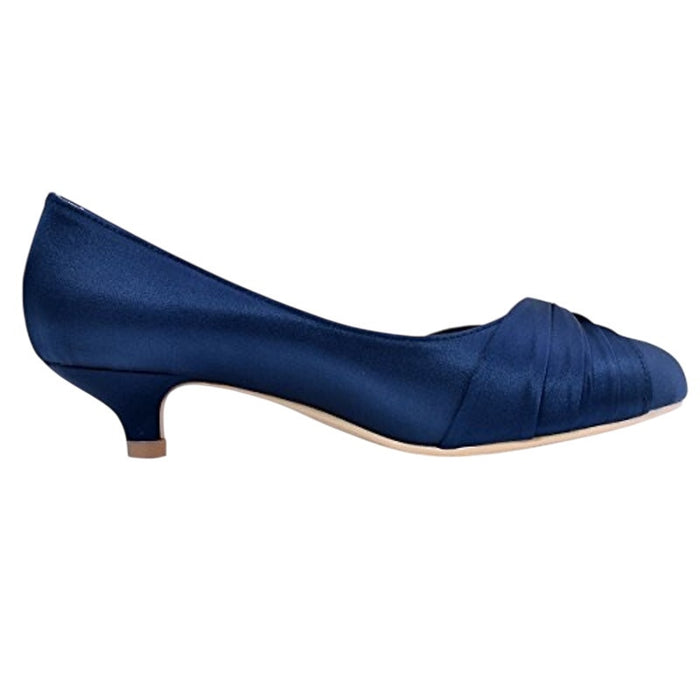 Elegant Park Women's Blue Satin Kitten Heel Pumps Size 7.5 Formal Shoes