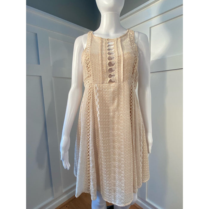 Free People Wherever You Go Mini Dress Ivory* Boho Chic with Crochet Detail WD20