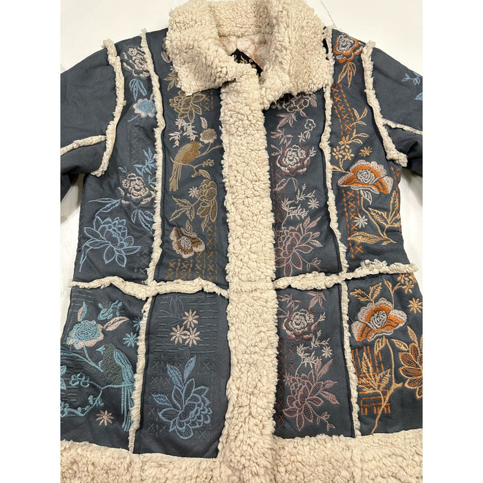 nny Was Splendidis Suede Jacket, Floral Embroidered, Sz S * 1102