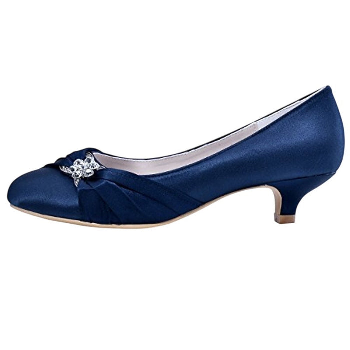 Elegant Park Women's Blue Satin Kitten Heel Pumps Size 7.5 Formal Shoes