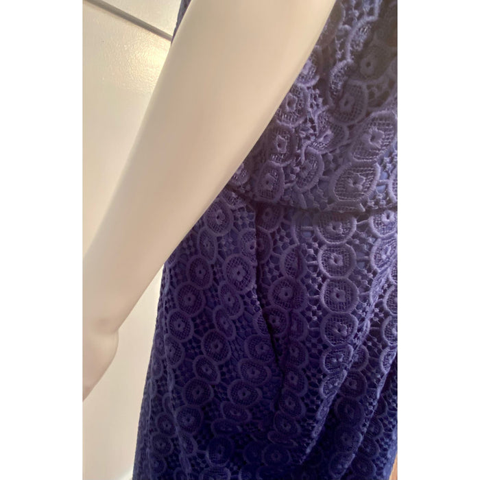 J.Crew Crocheted Cocktail Dress Blue Women's Size 20* Elegant Layered Style WD21