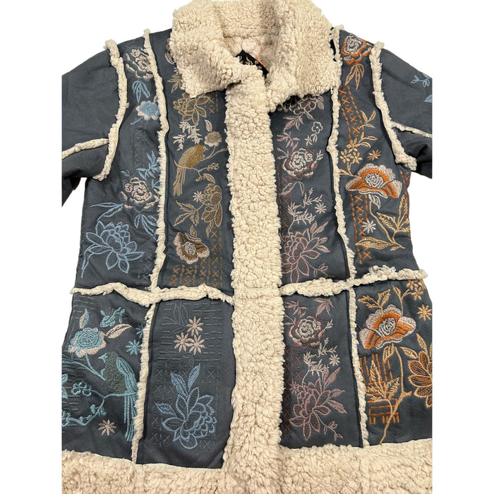 Johnny Was Splendidis Suede Jacket, Floral Embroidered, Sz L * wom1101