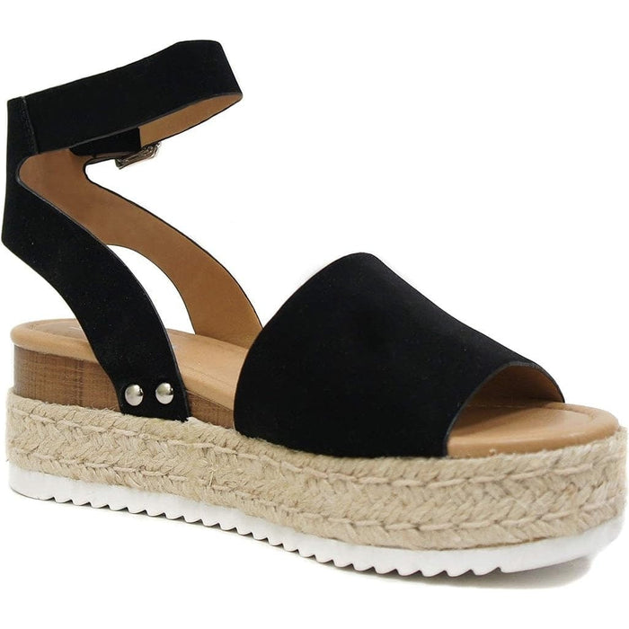 Soda Topic Open Toe Buckle Ankle Strap Flatform Wedge Sandals - SZ 6