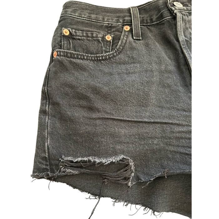 Levi’s 501 Cutoff Distressed Shorts Black SZ 28 * Wom1120