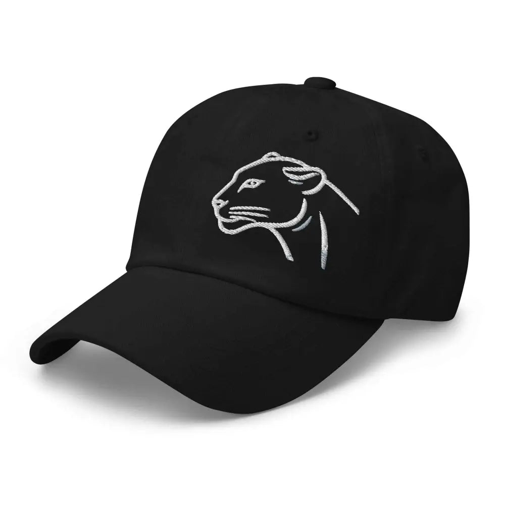 Black embroidered panther wildlife dad hat – adjustable cotton baseball cap
