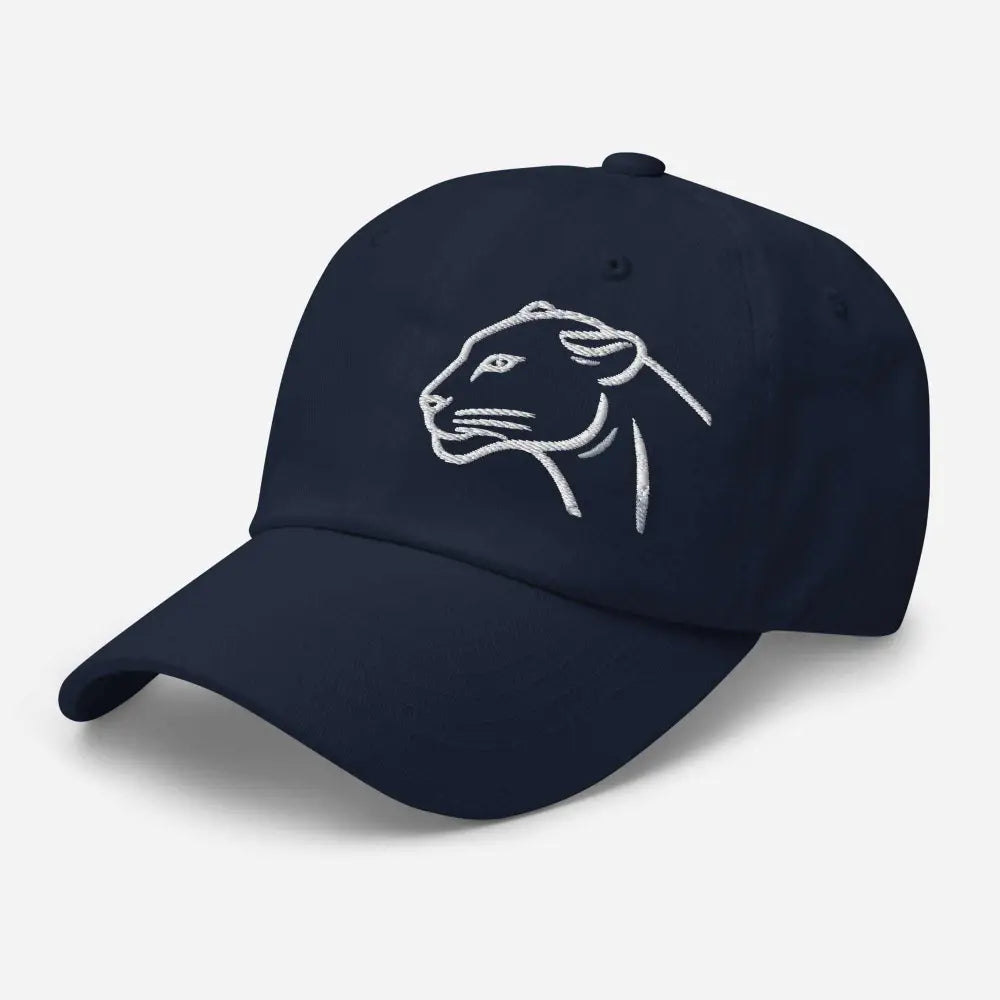 Navy embroidered black panther wildlife dad hat – adjustable cotton baseball cap