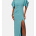 Adrianna Papell ADRIANNA PAPELL Crepe Tiered Teal Sleeve Gown SZ 6