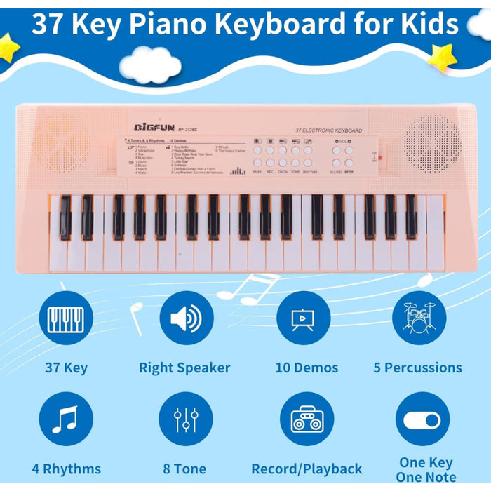 ZuzuBlooploo Kids Piano Keyboard, 37 Keys, Portable Music Toy Interactive Toys
